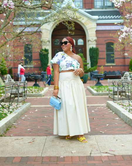 Spring outfit idea for brunch , this is great outfit  for a bridal shower  or a baby shower or a garden party. Maxi skirt outfit, crop top, Anthropologie skirt , target finds , spring fashion 

#LTKstyletip #LTKmidsize #LTKSeasonal