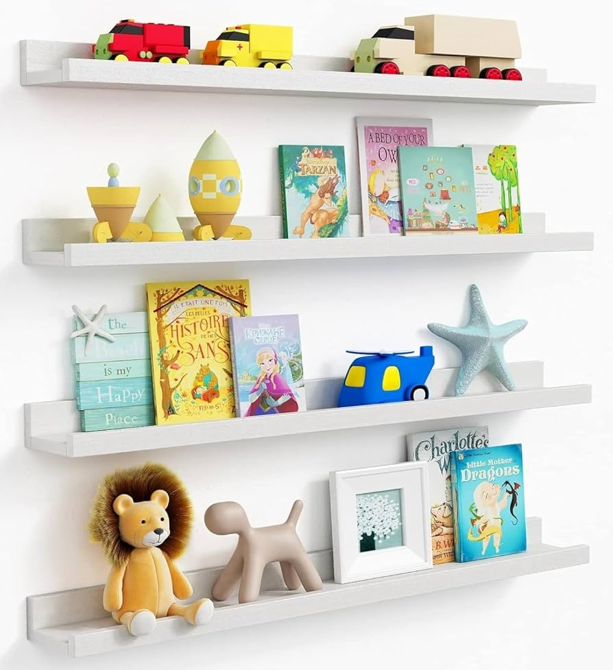 Forbena 36 Inch Floating Shelves for Wall 4-Pack, Large Nursery Book Shelves Bookshelf for Kids B... | Amazon (US)