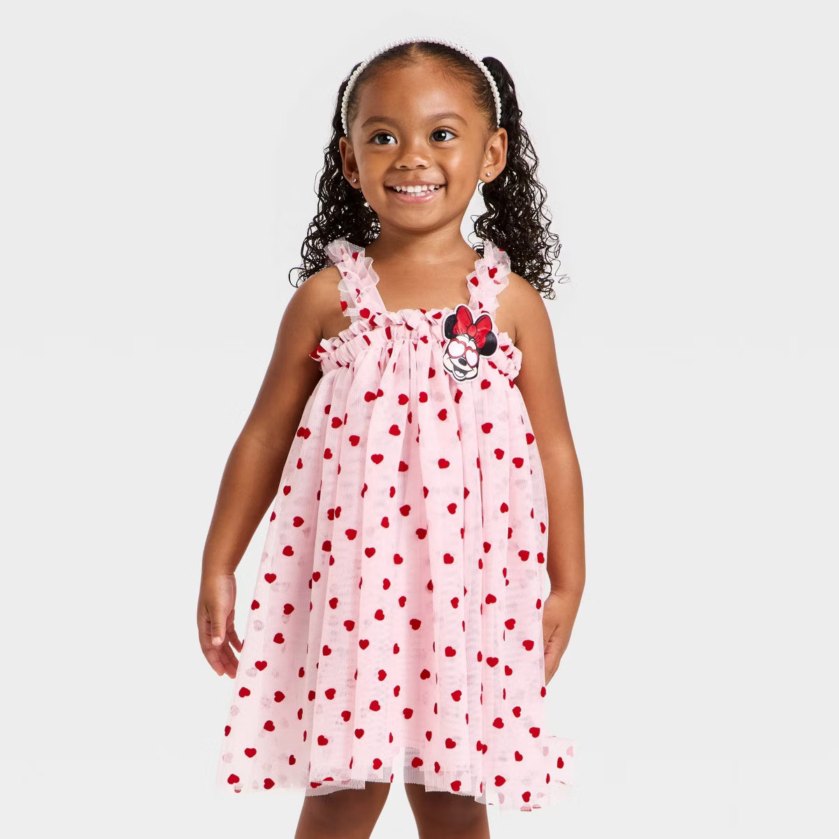 Toddler Girls' Disney Minnie Mouse Valentines Tulle Dress - Pink | Target
