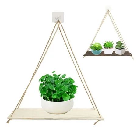 Wooden Wall Hanging Shelf Swing Triangle Floating Shelf Succulents Plant Storage Holder For Living R | Walmart (US)