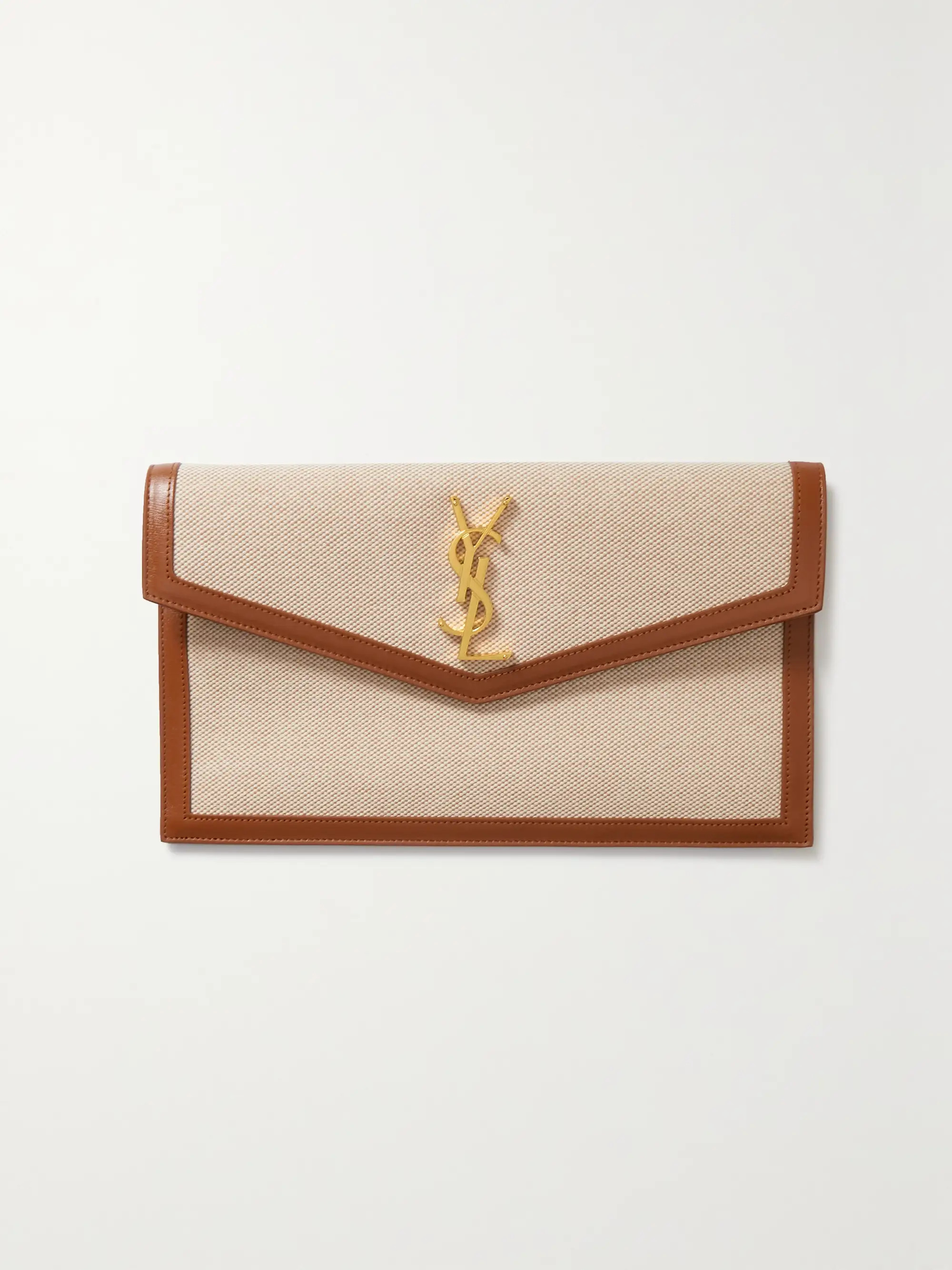 Uptown leather-trimmed cotton-canvas pouch | NET-A-PORTER APAC