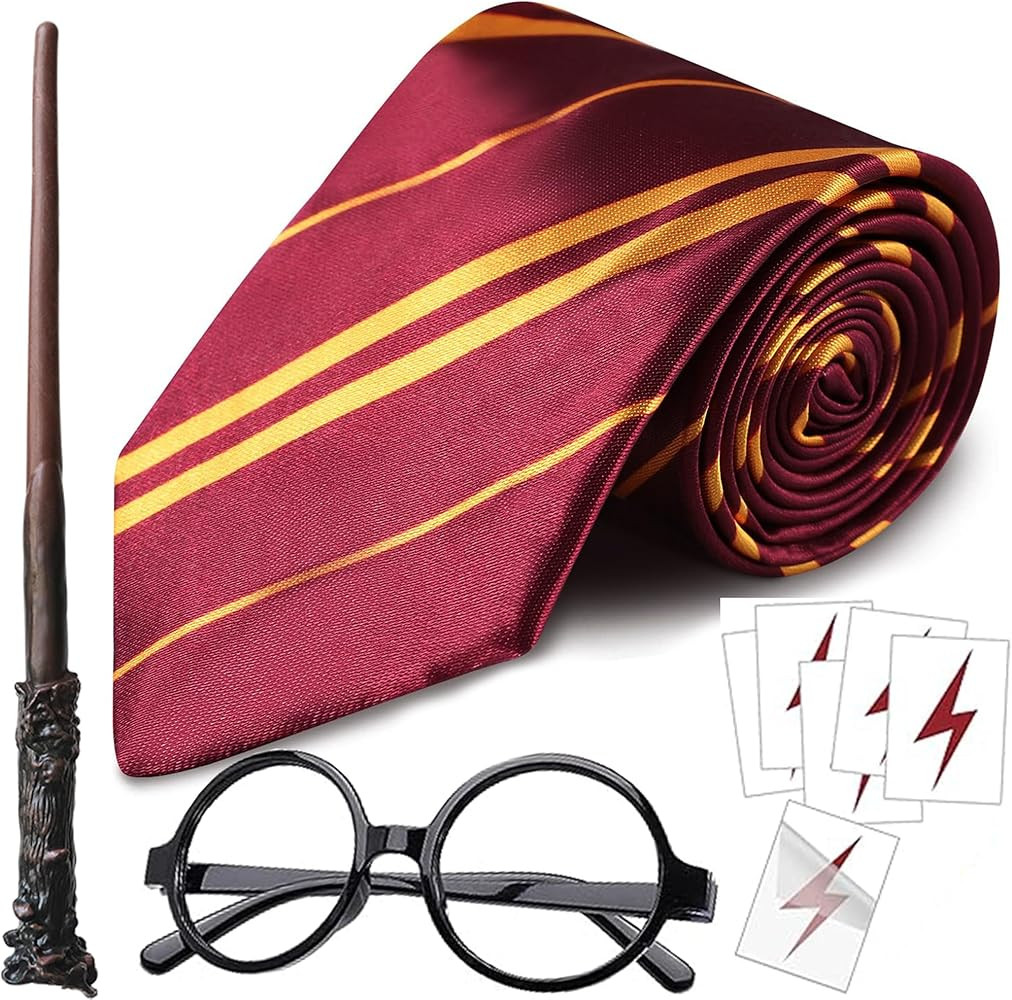 Komotu Wizard Costume,Wizard Wand and Tie and Glasses Magic Novelty Halloween Costume Accessories... | Amazon (US)