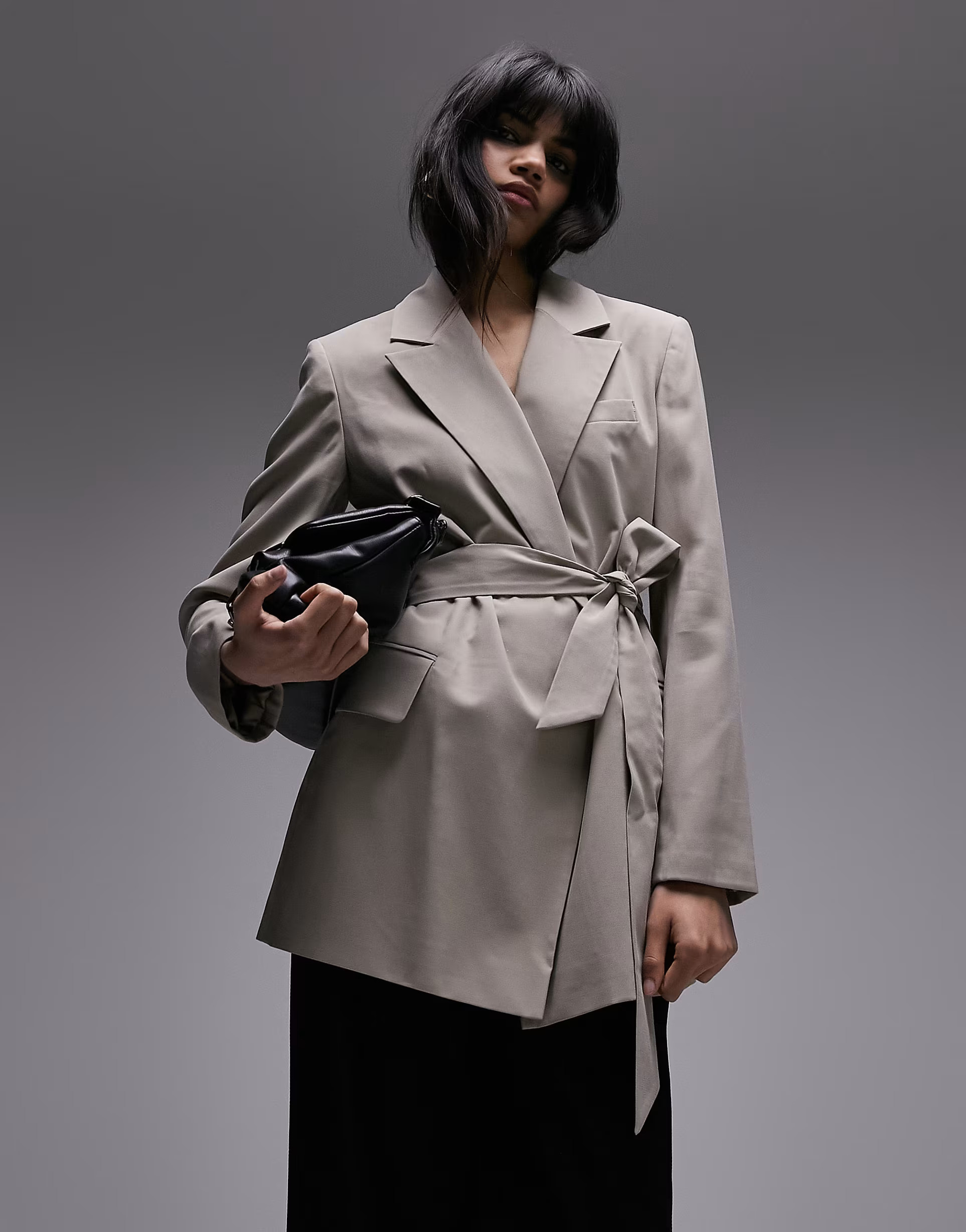 Topshop co-ord belted long-line blazer in taupe | ASOS (Global)