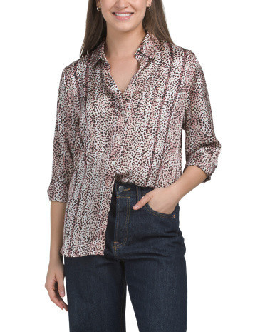 Cheetah Print Button Front Shirt for Women | Polyester | Marshalls