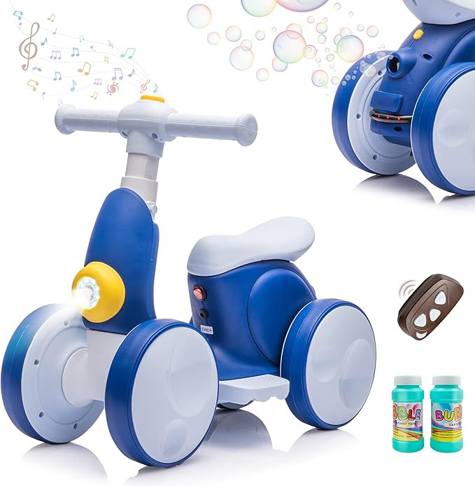 6V Electric Baby Balance Bike with Bubble Machine,4 in 1 Toddler Balance Bike w/Remote Control fo... | Amazon (US)