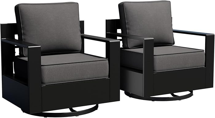 Aluminum Outdoor Swivel Rocker Patio Chairs Set of 2, All-Weather Metal Outdoor Chair with 6 Inch... | Amazon (US)