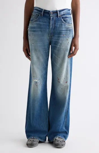 Acne Studios 2021 Regular Fit Distressed Wide Leg Jeans | Nordstrom | Nordstrom