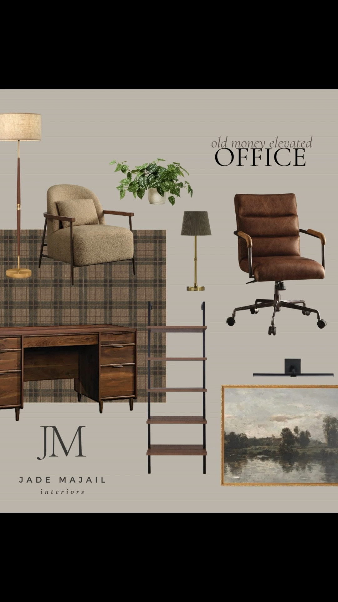 Old money elevated home office design inspo ✨

Plaid area, rug, floor, lamp, accent chair, leather, office chair, vintage table, lamp, oak desk, shelf, wall art

#LTKFamily #LTKSaleAlert #LTKHome