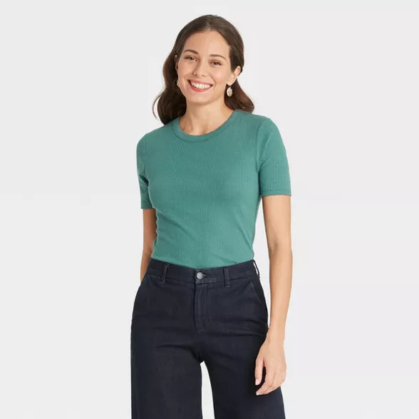 Women's Short Sleeve Rib T-Shirt - A New Day™ | Target