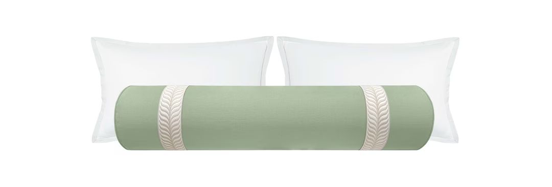 The Bolster : Classic Linen // Eucalyptus Trellis Trim // Natural Linen and Trim Bolster Pillow B... | Etsy (US)