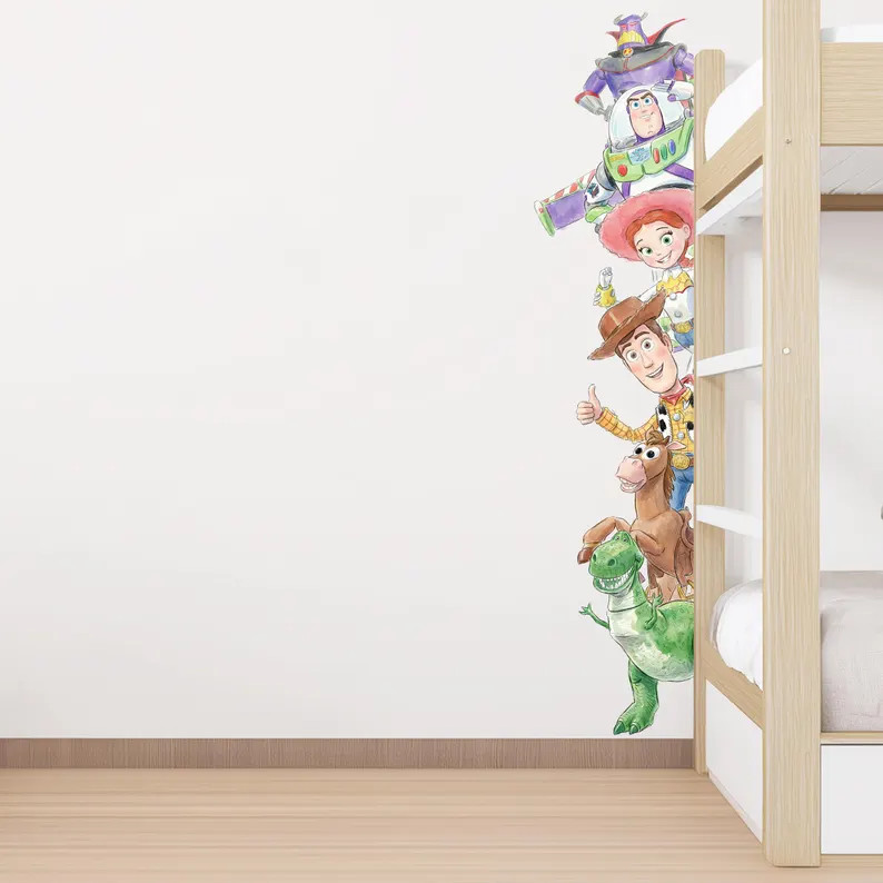Toy Story WATERCOLOUR Peeping Characters Vinyl Wall Stickers Baby Kids Bedroom Decoration Poster ... | Etsy (Global)