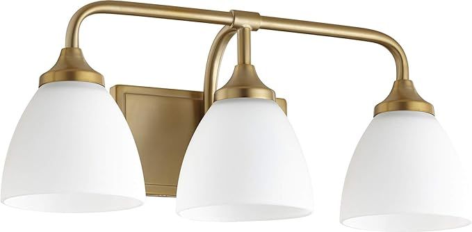 Quorum 5059-3-80 Transitional Three Light Vanity from Enclave Collection in Brass Finish, | Amazon (US)