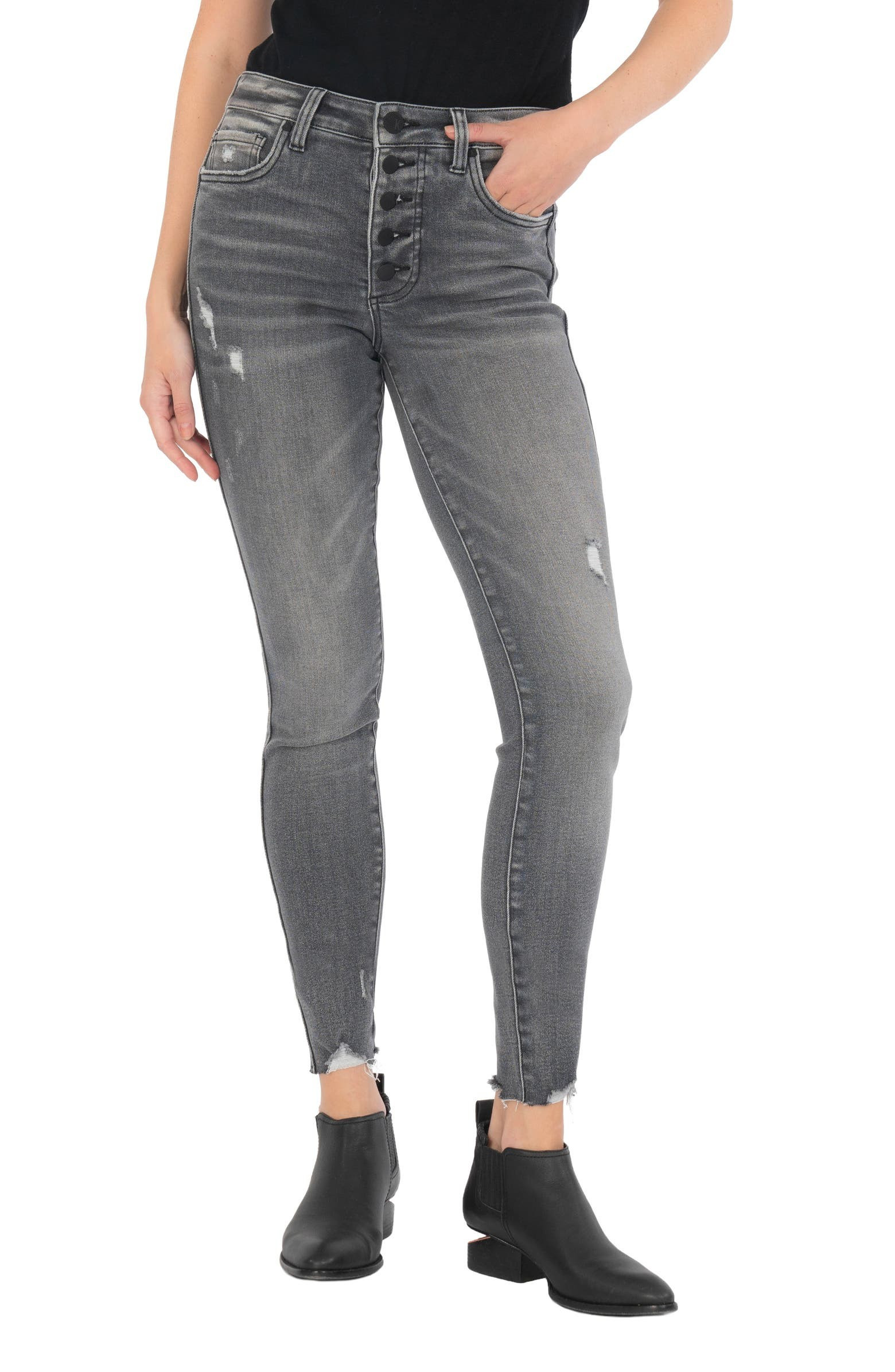 Mia Toothpick Fab Ab Exposed Button High Waist Skinny Jeans | Nordstrom
