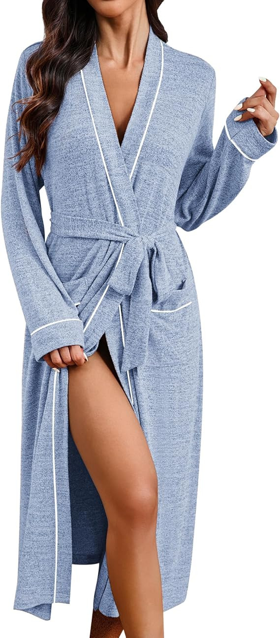 Ekouaer Womens Robe Long Bathrobe Lightweight Soft Knit Kimono Robes Ladies Casual Sleepwear S-3X... | Amazon (US)