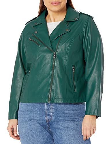Levi's Ladies Outerwear Women's Faux Leather Classic Asymmetrical Motorcycle Jacket, Forest, 2X | Amazon (US)