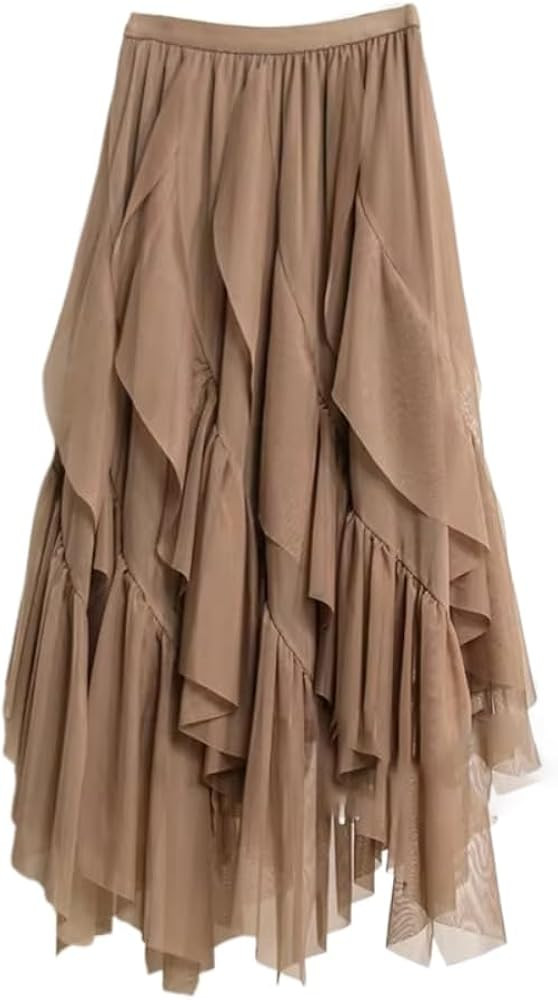 Irregular Skirt Womens Spring and Summer mediumlength Long | Amazon (US)