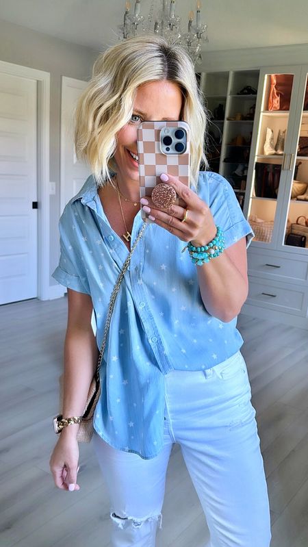 I love this new star print they brought out in this chambray top!!! Only $17.98!!!
Too small
Jeans sized up to 6

#LTKstyletip #LTKfindsunder50 #LTKSeasonal