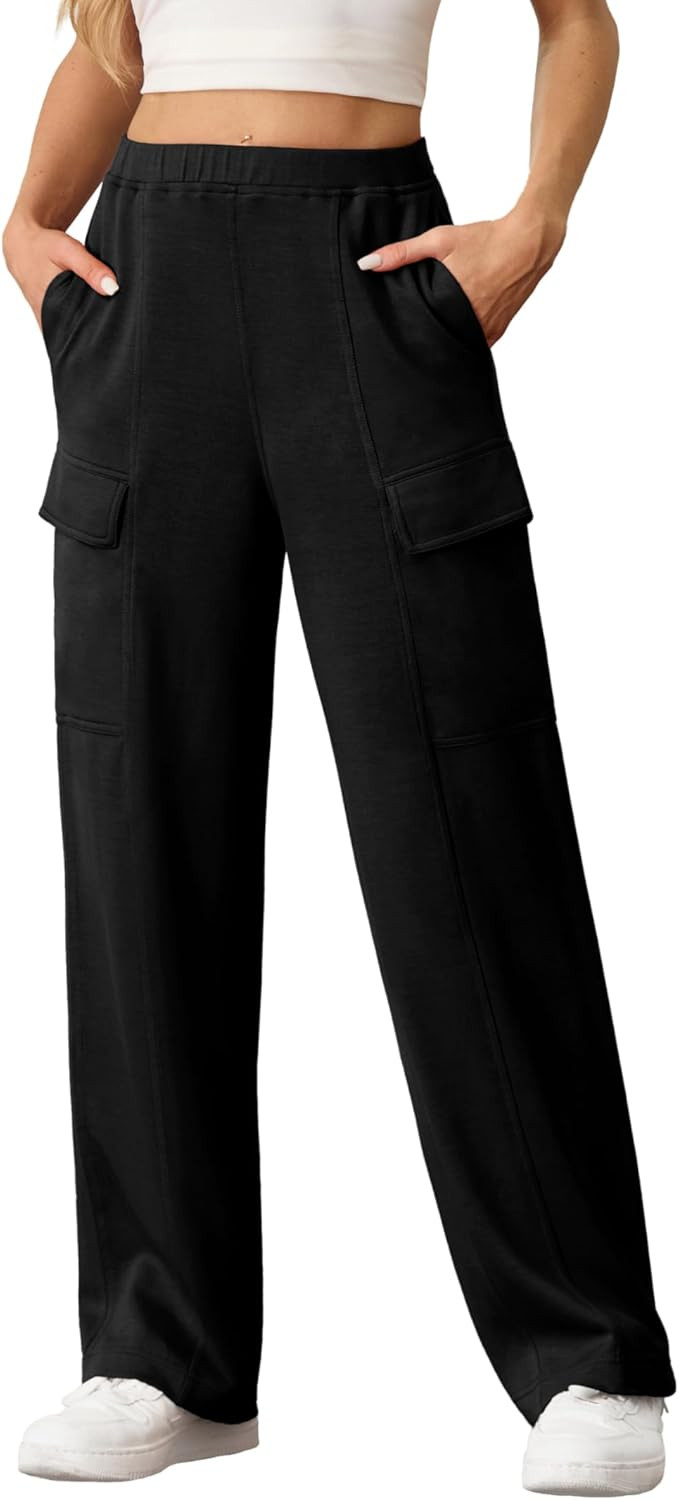 Cargo Sweatpants for Women Casual Baggy Wide Leg Sweat Pants Fall Fashion 2024 Comfy Athletic Jog... | Amazon (US)