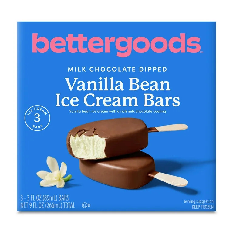 bettergoods Milk Chocolate Dipped Vanilla Bean Ice Cream Bars, 3 fl oz, 3 Pack | Walmart (US)