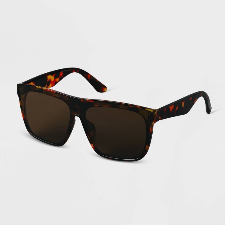 Women's Tortoise Shell Plastic Shield Sunglasses - A New Day™ Brown | Target