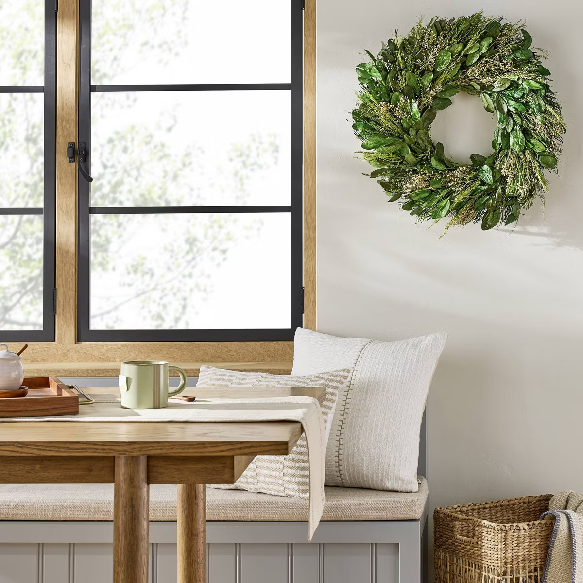 21" Preserved Mixed Leaf and Grass Spring Wreath - Hearth & Hand™ with Magnolia | Target