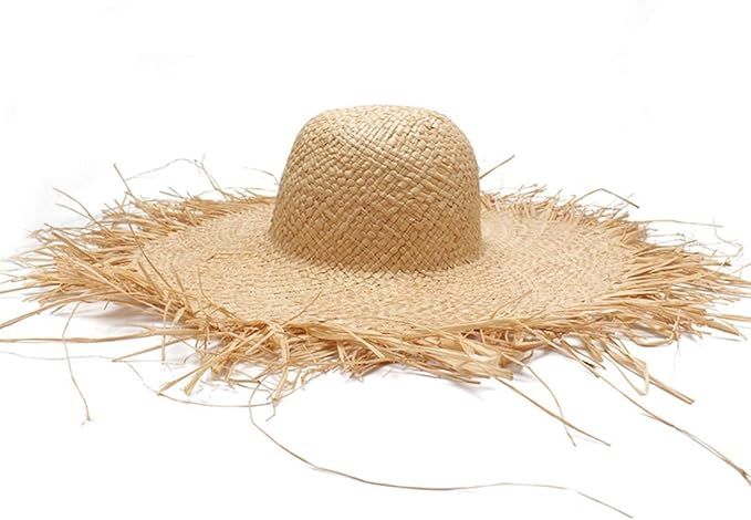 Fashion Lady Sun Hat Wide Brim Women Summer Raffia Straw Hat Fringe Fedoras Beach Panama Cap | Amazon (US)