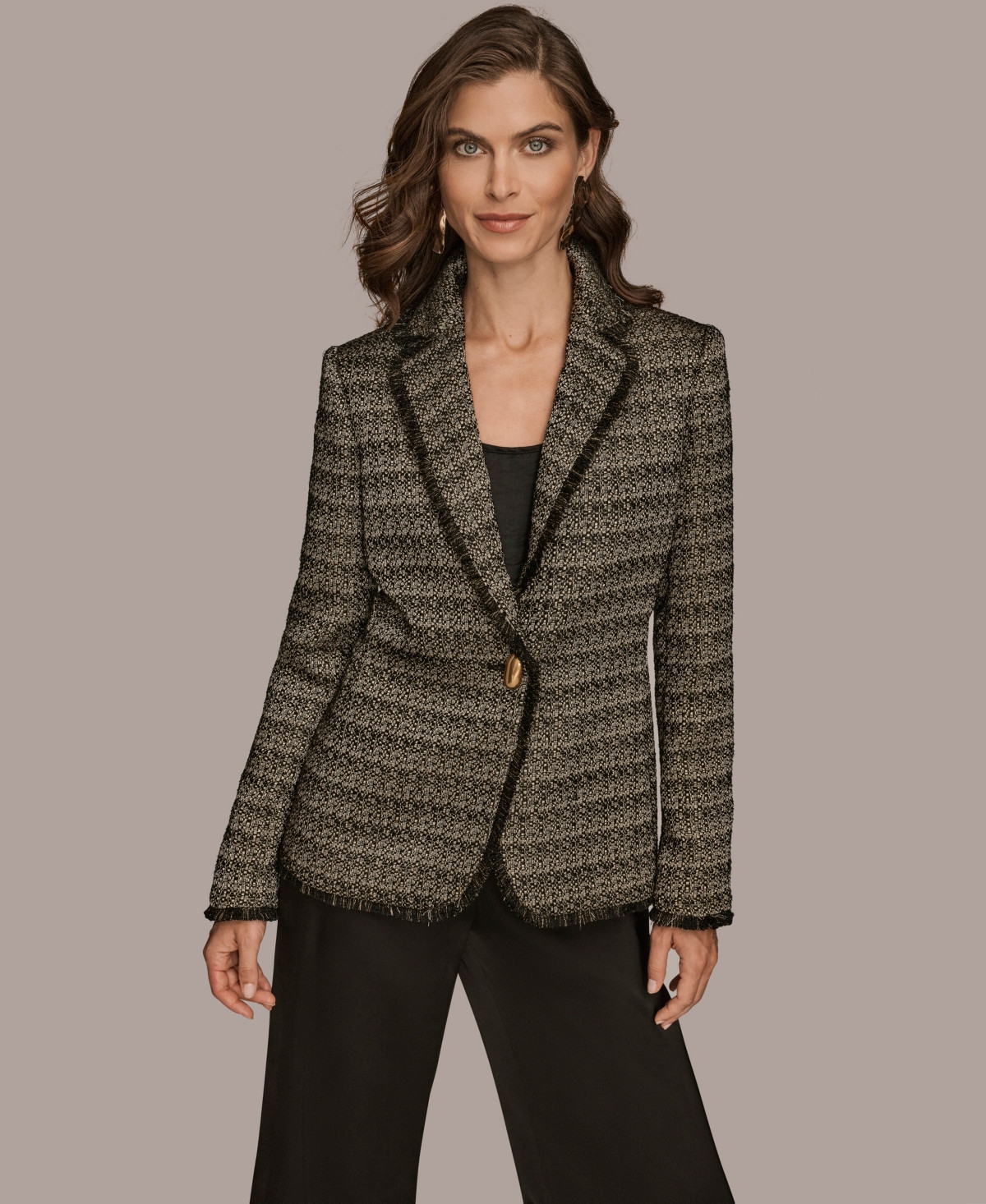 Donna Karan New York Women's Novelty One Button Jacket - Black Multi | Macy's