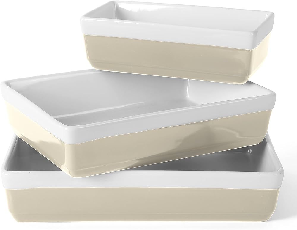 MARTHA STEWART 3 Piece Oven to Table Stoneware Bakeware, Baking Dish & Casserole Set- Grey | Amazon (US)