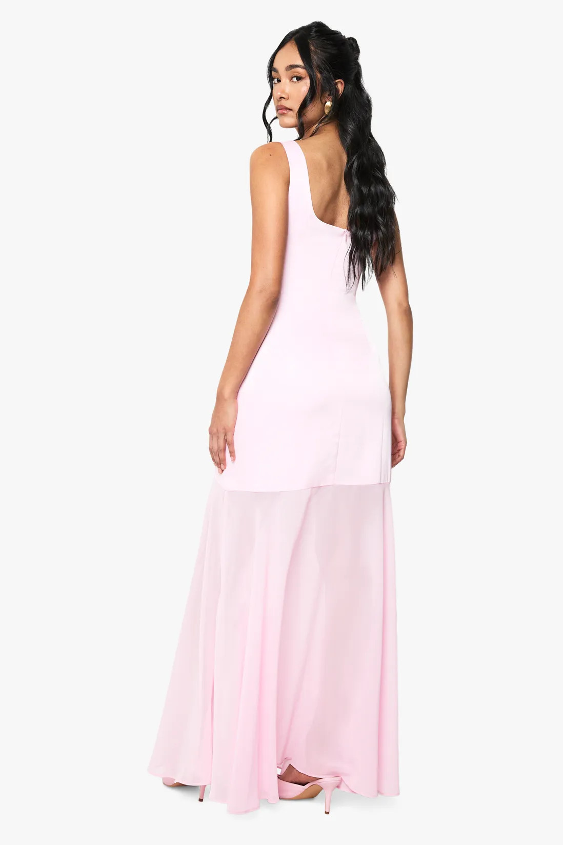 Satin And Chiffon Mix Pleated Maxi Dress | boohoo (US & Canada)