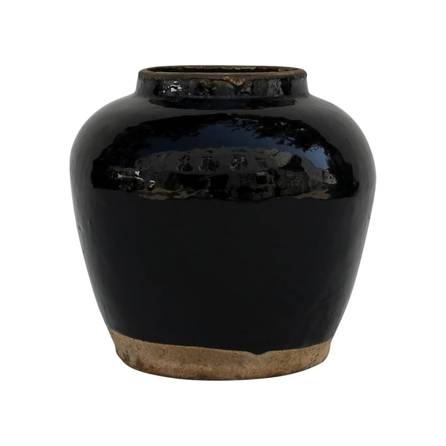 Artissance Large Vintage Glazed Obsidian Vase w/Unfinished Base, Black (Size & Color Vary) | Amazon (US)