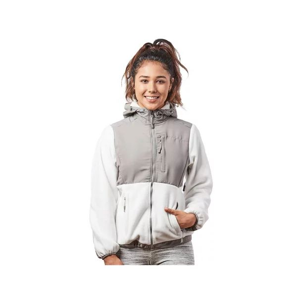 Alta Women's Two-Tone Full-Zip Fleece Jacket - White/Light Grey - Small - Walmart.com | Walmart (US)