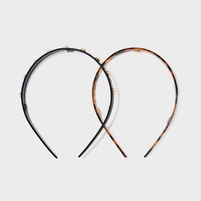 Skinny Acrylic Headband Set 2pc - A New Day™ Black | Target