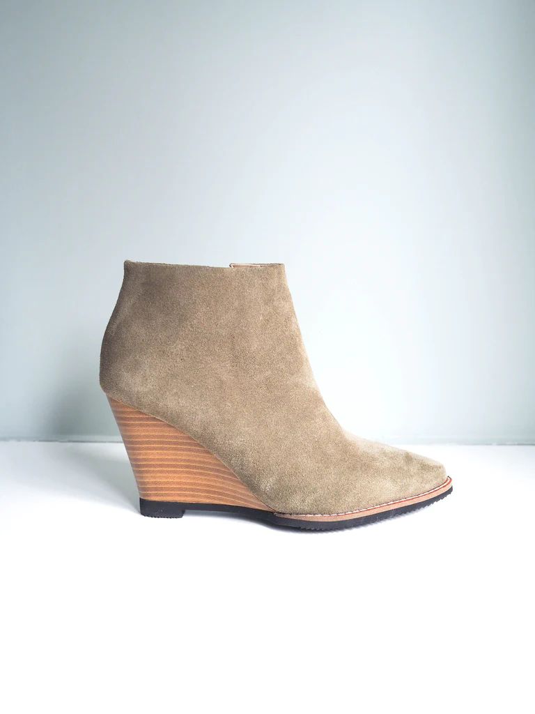 'Reese' Olivine Green Suede Leather Ankle Boots | Goodnight Macaroon