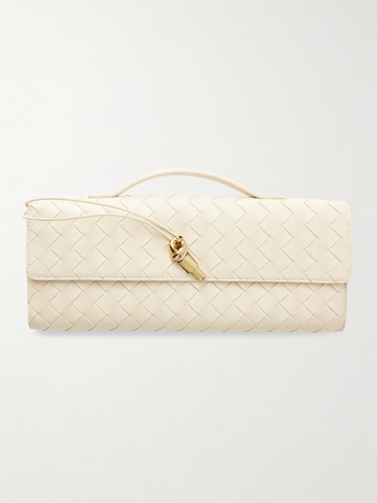 Bottega Veneta - Andiamo Long Intrecciato Leather Clutch - Cream | NET-A-PORTER (US)