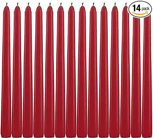 Red Taper Candles - Set of 14 Dripless Candles - 10 inch Tall, 3/4 inch Thick - 7.5 Hour Clean Bu... | Amazon (US)