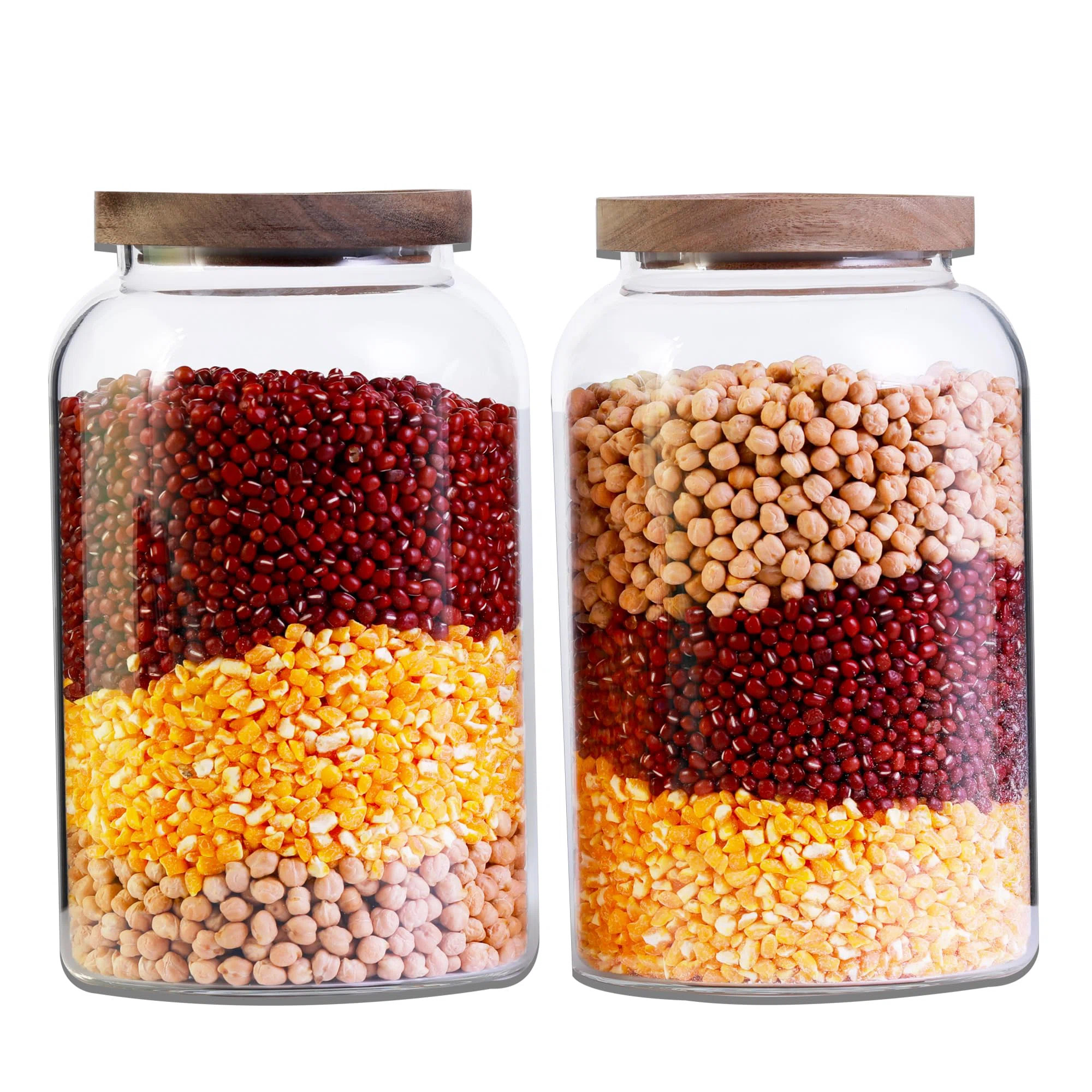 Large Glass Jar With Airtight Lid 84 FL OZ Glass Canister Set Wooden Lids Glass Food Storage Cont... | Wayfair North America