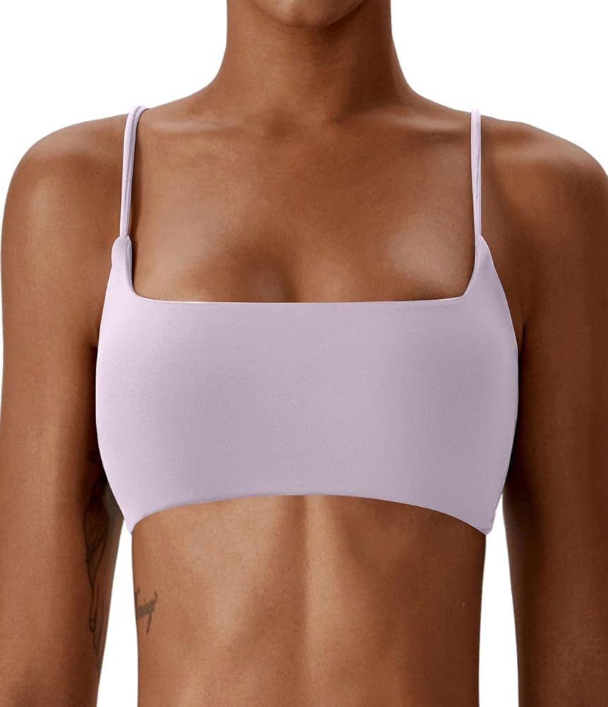 Comper Women's Sports Bras Wirefree Racerback Workout Bras Sexy Thin Straps Yoga Sport Bras with ... | Amazon (US)