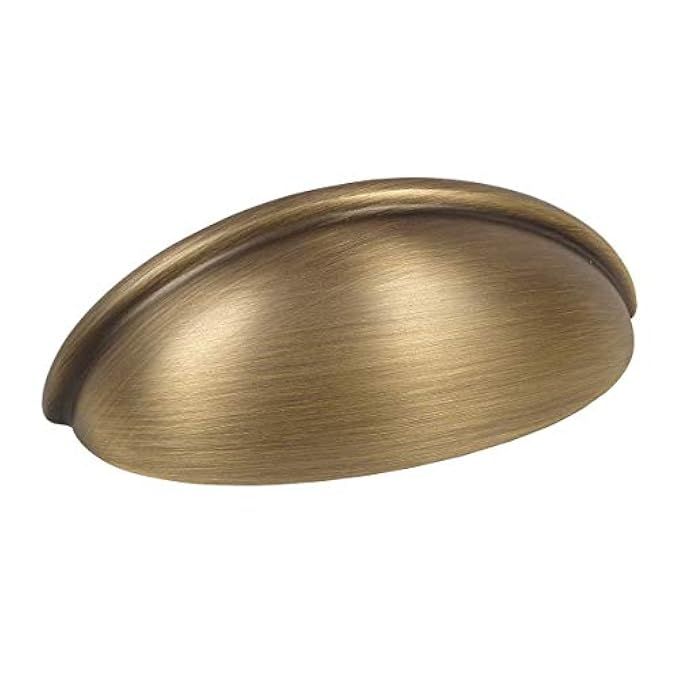 10 Pack - Cosmas 783BAB Brushed Antique Brass Cabinet Hardware Bin Cup Drawer Cup Pull - 3" Hole Cen | Amazon (US)