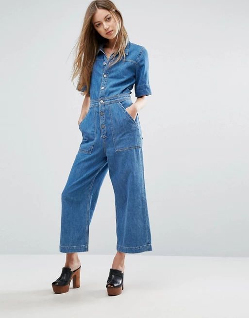 M.i.h Jeans Cropped Wide Leg Denim Jumpsuit | ASOS UK