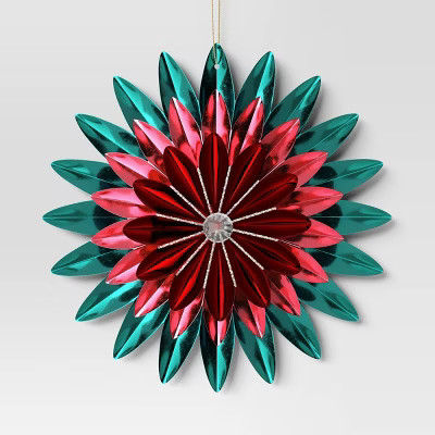Christmas Foil Flower Ornament Green Ornament - Wondershop™ | Target