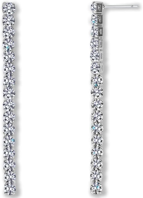 Humble Chic Simulated Diamond Drop Earrings for Women - Cubic Zirconia Dangle Bar Statement Earri... | Amazon (US)