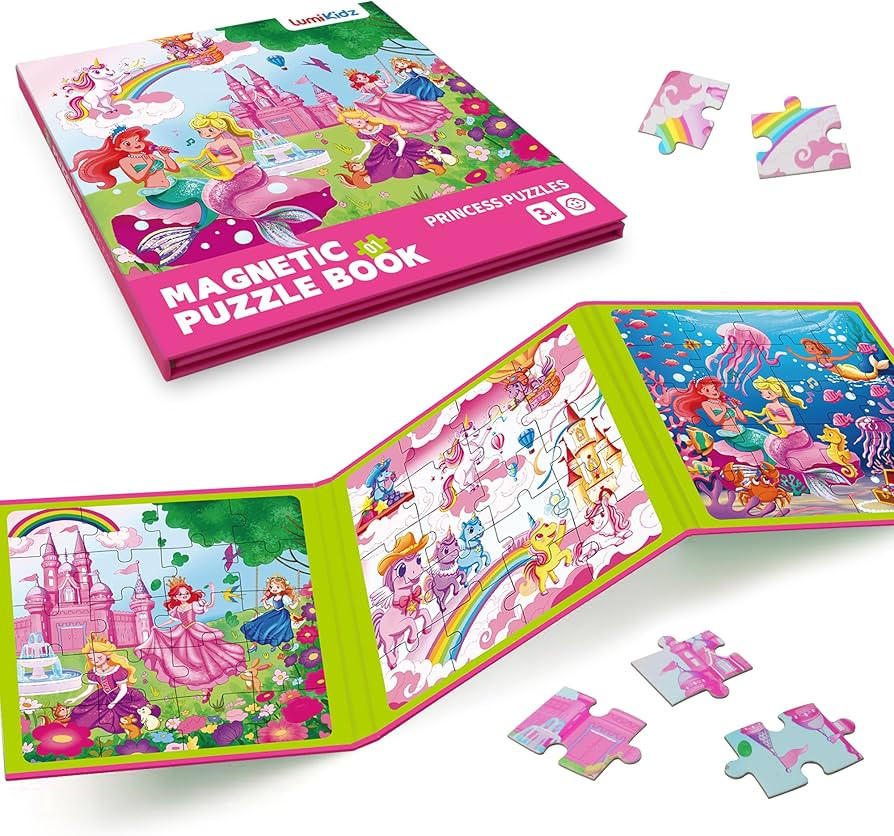 Magnetic Unicorn Mermaid Princess Puzzle for Girls Ages 3–6, 20-Piece Travel Puzzle for Toddler... | Amazon (US)