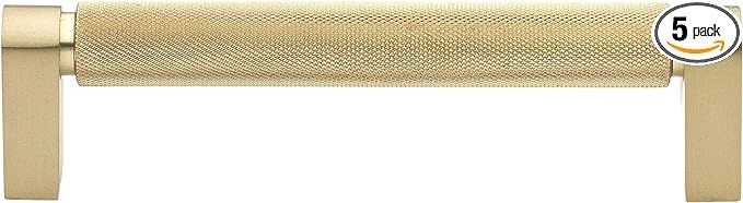 GlideRite Solid Knurled Bar Pull Cabinet Hardware Handle, 4788 Satin Gold (5, 5 in) | Amazon (US)