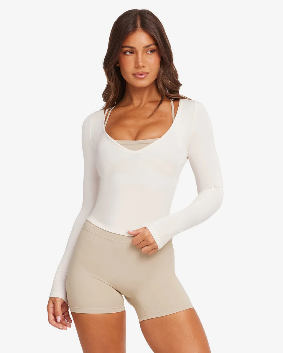 V Neck Long Sleeve Top | Vanilla | Crop Shop Boutique AU