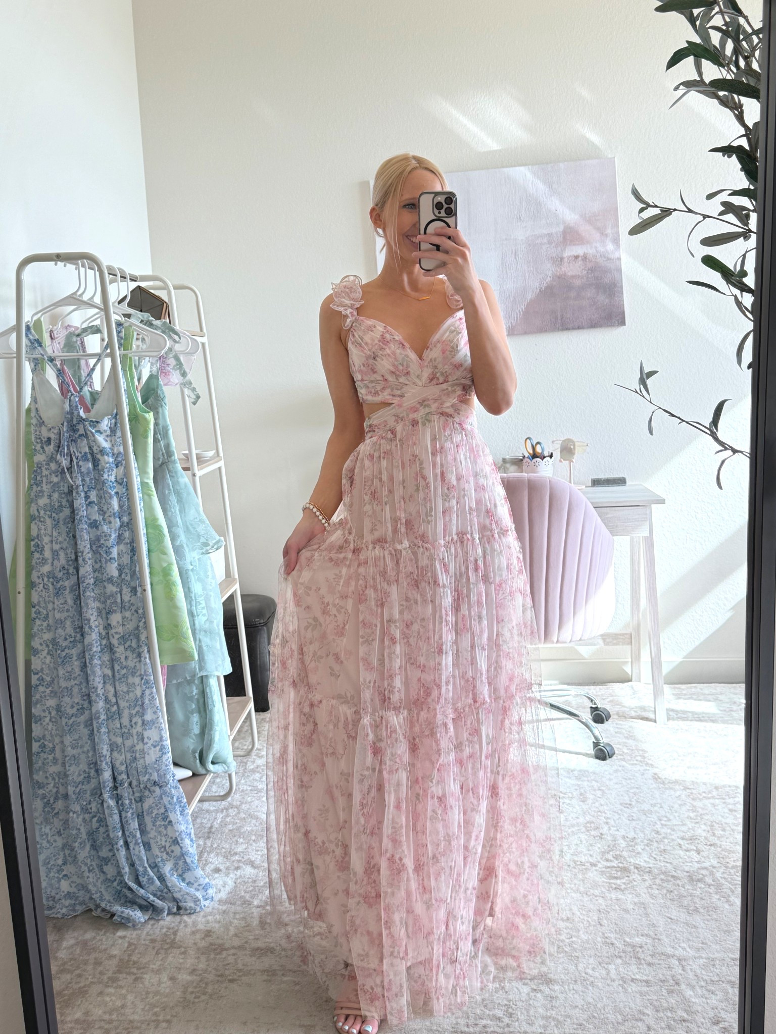 This might be the most gorgeous floral maxi dress I’ve ever seen! Everything about it is stunning ✨🌸

Im wearing an XS and it fits true to size. The chest area is a bit roomier, but the straps are adjustable and the back ties, so you can make it tighter, but keep that in mind if you’re smaller chested. I’m 5’6” and with heels the length of the dress grazes the floor. The dress is a little too long for me to wear flats!

If you need a floral dress or garden cocktail wedding guest dress for an upcoming Summer wedding, this Lulus dress is perfect! 

Linking more garden party wedding guest dresses & Summer event dresses below!

Garden party, garden party dress, garden wedding, garden party wedding guest dress, spring dresses, floral dresses, floral maxi dress, wedding guest spring, wedding guest dress spring, Summer formal wedding, formal wedding guest dress

#LTKWedding #LTKSeasonal #LTKParties
