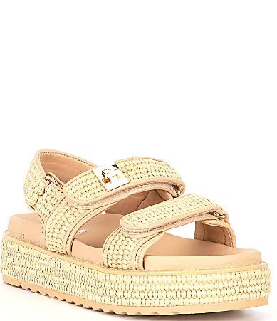 Steve Madden Big Mona Raffia Buckle Detail Platform Sandals - 8 | Dillard's