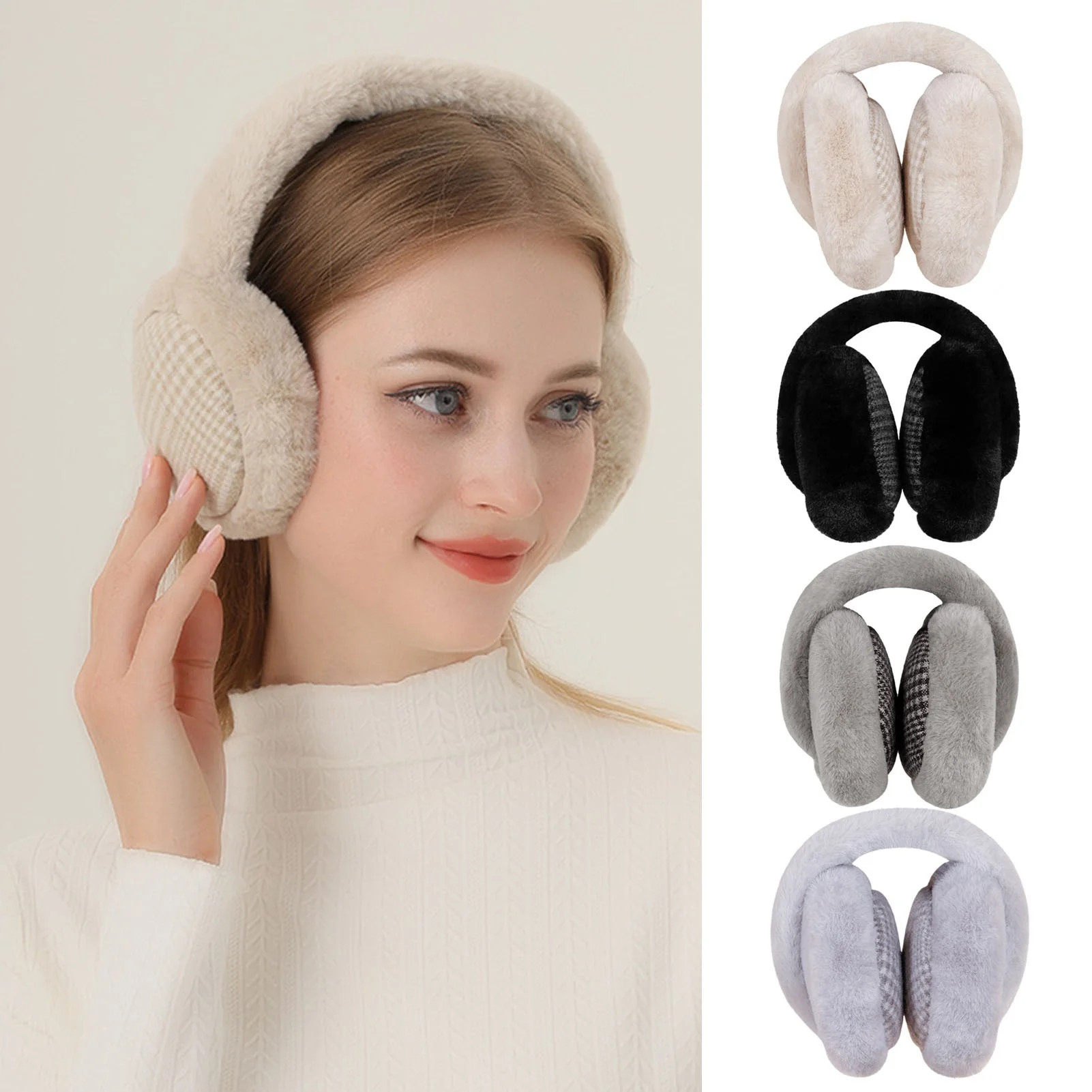 Women Winter Ear Muffs, Folding Warm Earmuffs Girls Plush Ear Warmers, Outdoor Cold Resistant Ear... | Walmart (US)