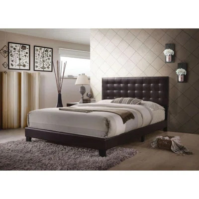 Modern Contemporary Home Bedroom Queen Size Bed Espresso Pu Finish | Wayfair North America