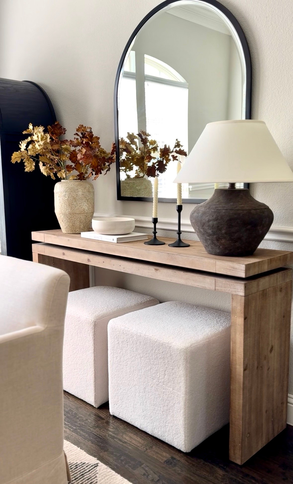 Console table decor ready for fall and cooler temps!  

 #LTKSeasonal #LTKHome #LTKSaleAlert