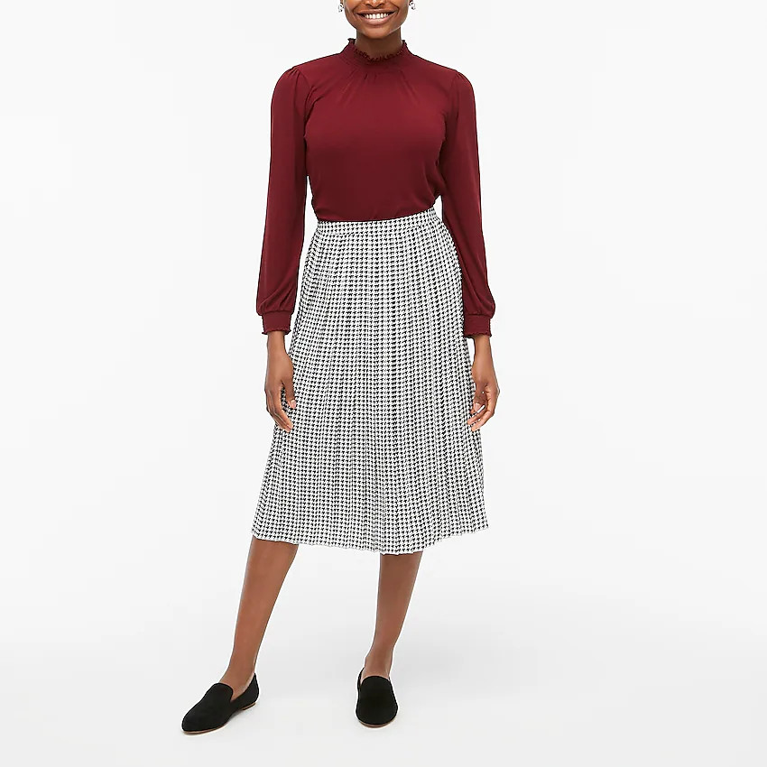 Printed long pleated midi skirt | J.Crew Factory
